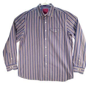 Tommy Bahama Men Button Down Shirt Large Pima Cotton‎ Plaid Check Long Sleeve